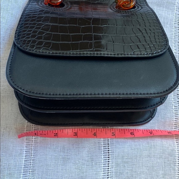 Urban Expressions Black Croc-Embossed Bag with Orange Chain - Picture 9 of 13